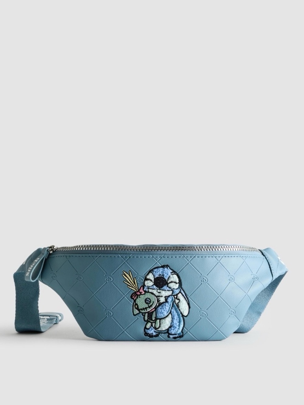 Disney Stitch Light Blue Quilted  Embroidered Fanny Pack
